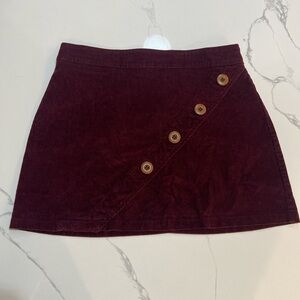 Sold Heart Soul Burgundy Mini Skirt with Button Detail